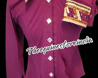 Western Show Shirt: Stretch Rail Shirt with Bling