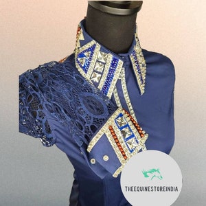 Western Show shirt, Rail shirt , Showmanship Shirt, Show Shirts ( Sheer Sleeve Pattern May Very Subject To Availability)
