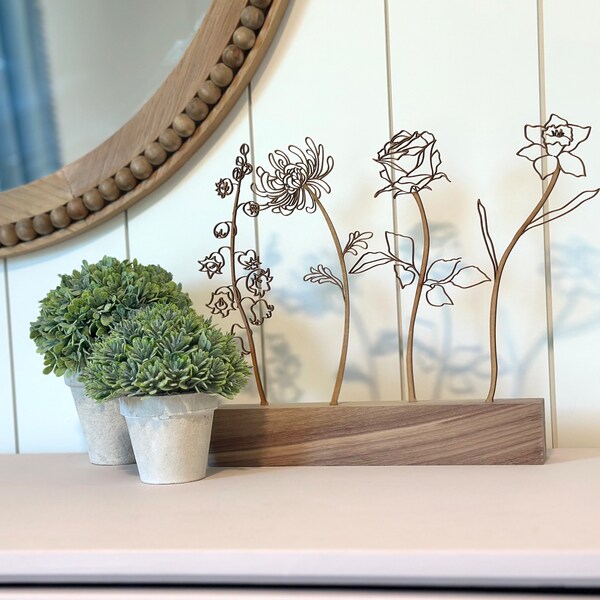 Wooden Flowers Etsy