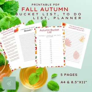 Autumn Fall Bucket List, Autumn Activities Checklist, Family To Do List, A4 and US Letter