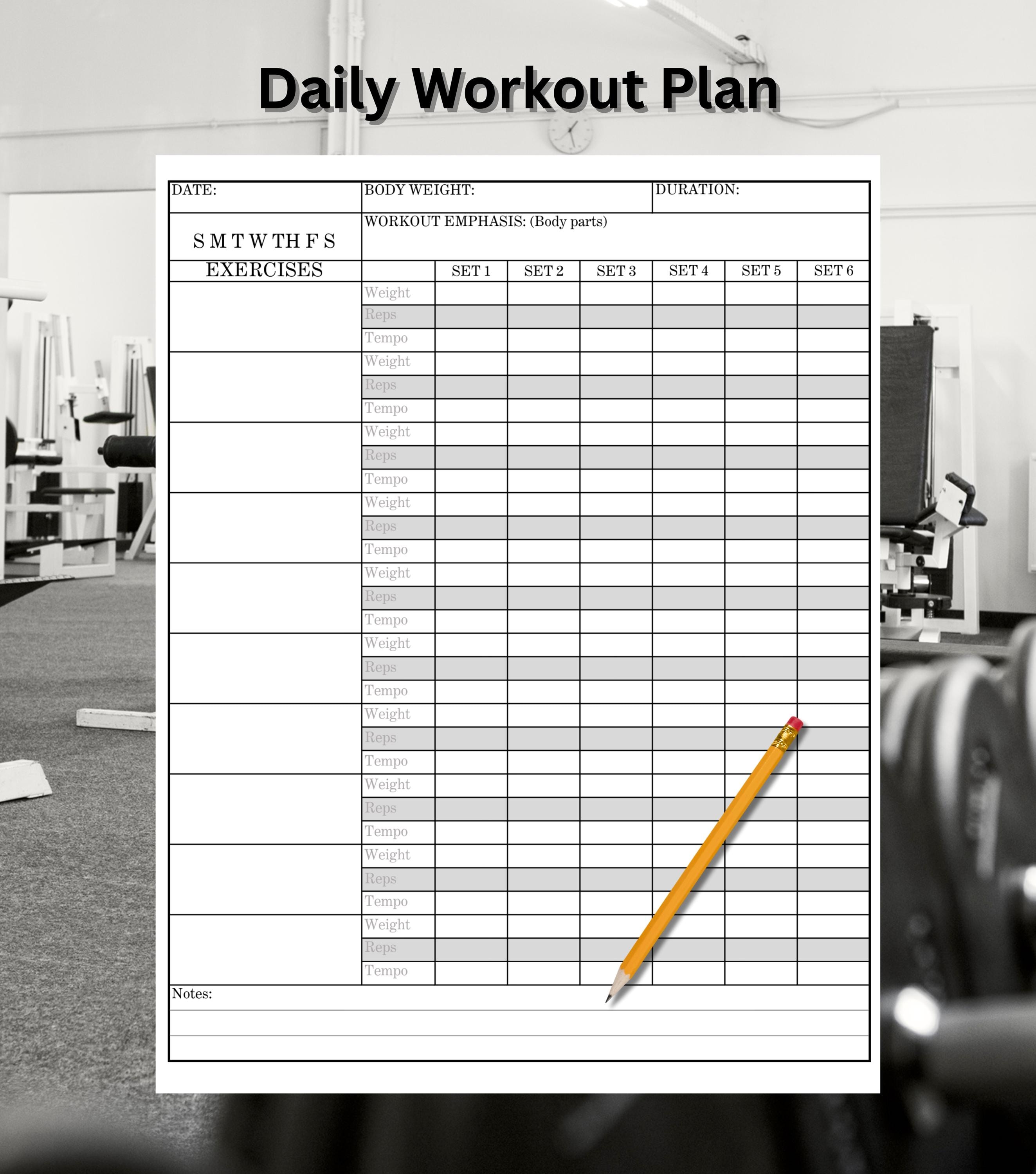 Daily Fitness Planner Printable: Workout Tracker (Instant Download)