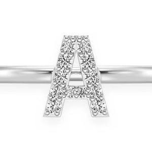 Anillo inicial de diamantes, anillo de diamantes personalizado, anillo personalizado para diamantes cultivados en laboratorio para mujeres, oro, compromisos, aniversario, regalo de San Valentín