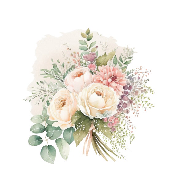 Wedding Flowers Clipart - 10 High Quality JPGs - Digital Download - Card Making, Mixed Media, Digital Paper Craft