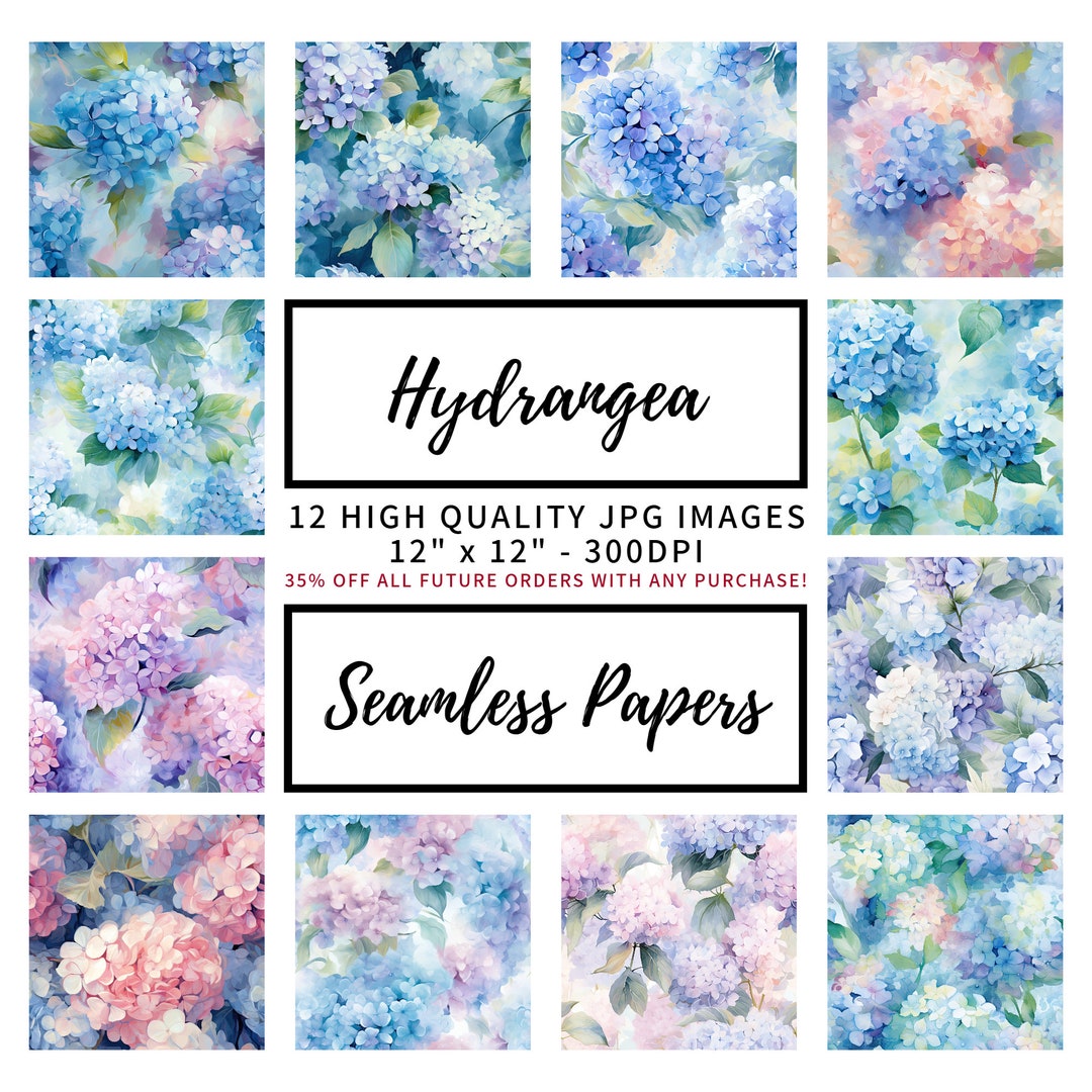 Hydrangea 12 X 12 Digital Seamless Paper Pack Floral - Etsy