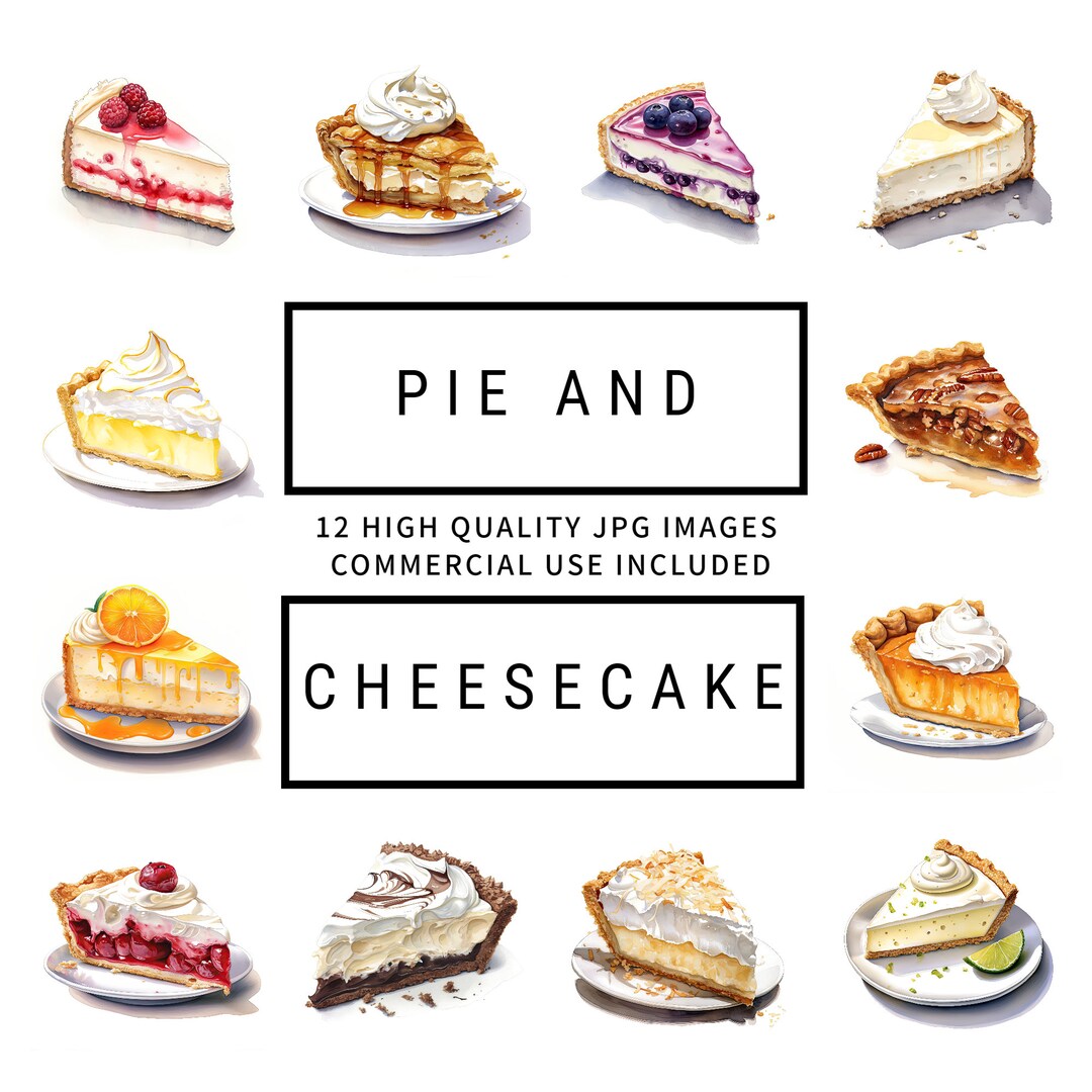 Pie and Cheesecake Clipart 12 High Quality Jpgs, Digital Planners, Junk Journal, Memory Books ...
