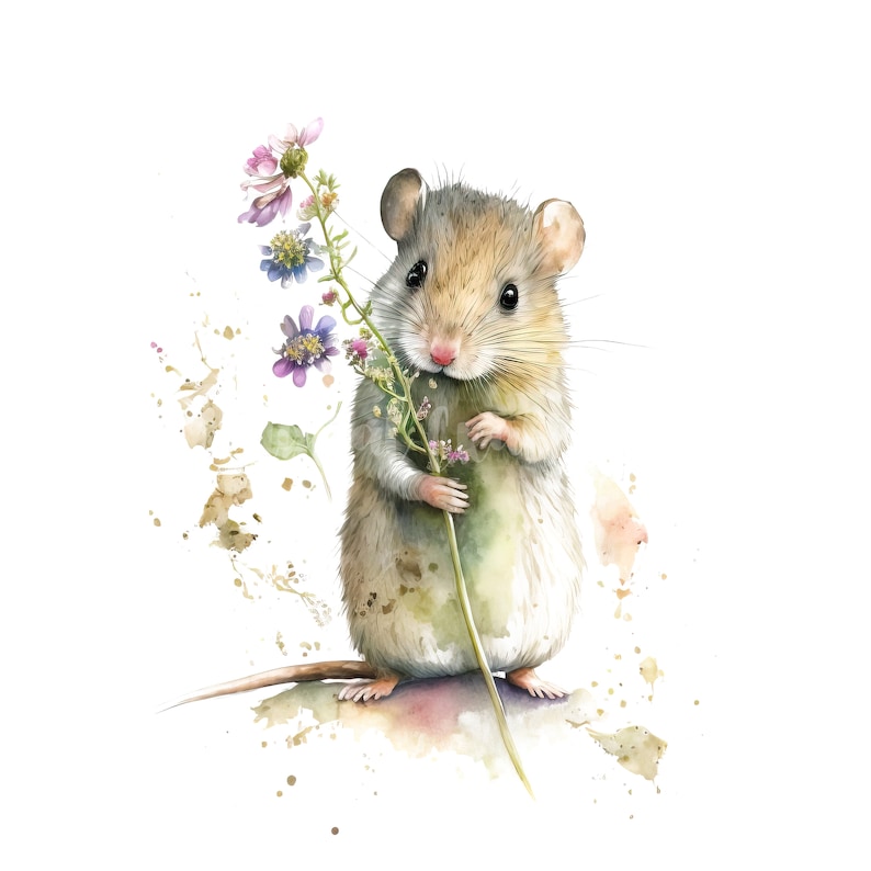 Mouse and Flower Clipart 10 High Quality Jpgs Digital - Etsy UK