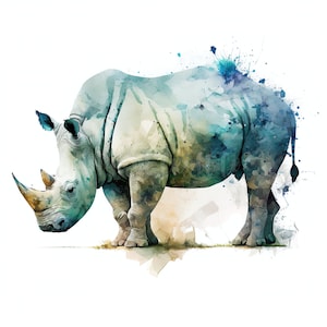 Rhinoceros Rhino Clipart 11 High Quality JPGs Printable Clipart Bundle Digital Paper Craft, Mugs Journals Instant Digital Download image 7