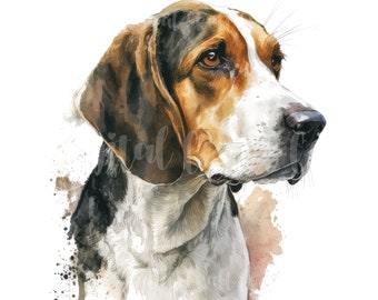 Foxhound Dog Clipart - 11 High Quality JPGs - Digital Planner, Junk Journaling, Watercolor - Commercial Use Included - Digital Download