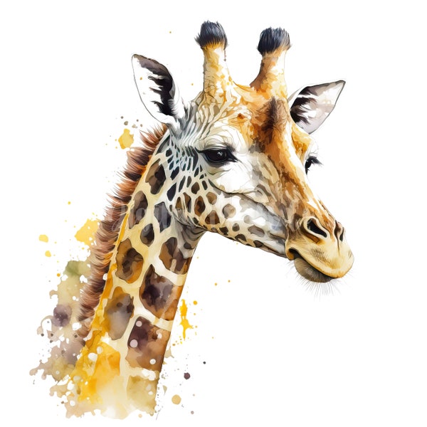 Cute Giraffe Clipart - 10 High Quality JPGs - Digital Download - Card Making, Clip Art, Digital Paper Craft