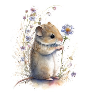 Mouse and Flower Clipart 10 High Quality Jpgs Digital Download Card ...