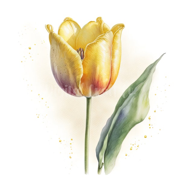 Yellow Tulip Clipart  - 10 High Quality JPGs - Digital Download - Great For Card Making, Mixed Media, Digital Paper Craft and More