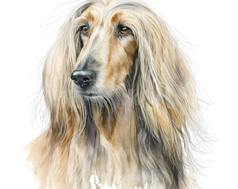 Afghan Hound Clipart - 10 High Quality JPGs - Digital Planner, Junk Journaling, Watercolor - Commercial Use Included - Digital Download