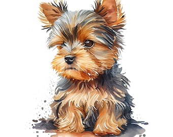 Yorkshire Terrier Puppy Clipart - 10 High Quality JPGs - Digital Download - Card Making, Clip Art, Digital Paper Craft