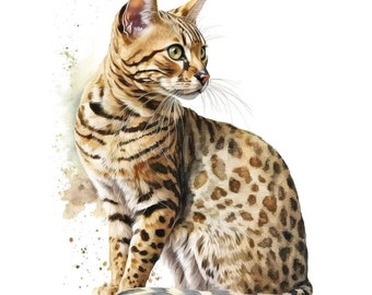 Bengal Cat Clipart - 10 High Quality JPGs - Digital Paper Crafting, Journaling, Mugs, Apparel, Wall Art & More - Instant Digital Download