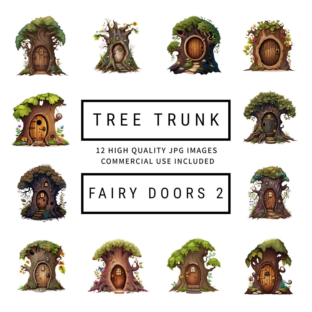 Tree Trunk Fairy Door Clipart set 2 12 High Quality Jpgs Planners
