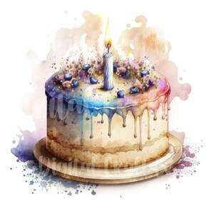 Colourful Birthday Cake Clipart 12 High Quality Jpgs Digital Planner ...