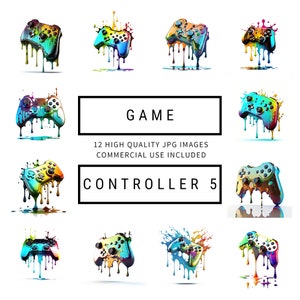 Game Controller Clipart - Set 5 - 14 High Quality JPGs - Digital Download - Card Making, Mixed Media, Digital Paper Craft