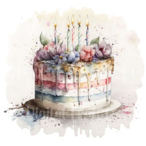 Colourful Birthday Cake Clipart 12 High Quality Jpgs Digital Planner ...