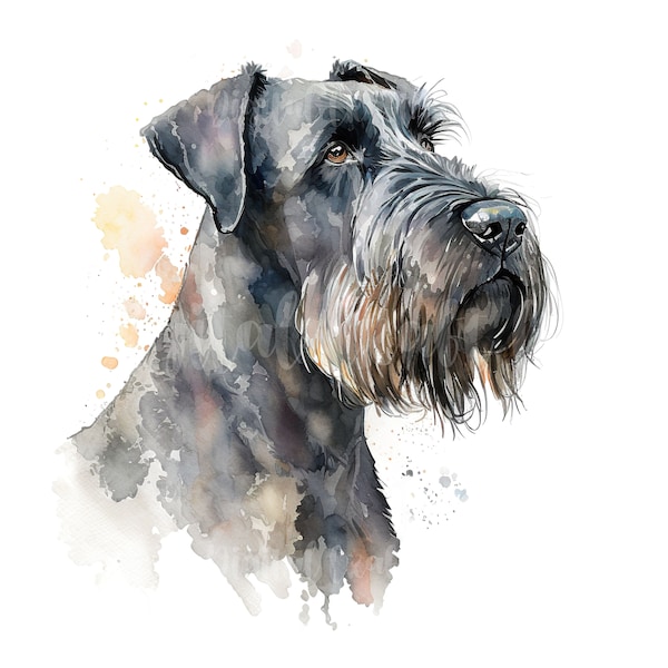 Giant Schnauzer Clipart - 10 High Quality JPGs - Digital Paper Crafting, Digital Planner, Watercolor, Commercial Use - Digital Download