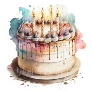 Colourful Birthday Cake Clipart 12 High Quality Jpgs Digital Planner ...