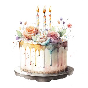 Colourful Birthday Cake Clipart 12 High Quality Jpgs Digital Planner ...
