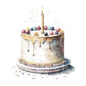 Colourful Birthday Cake Clipart 12 High Quality Jpgs Digital Planner ...