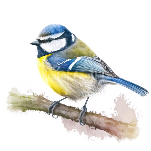 Blue Tit Clipart - 10 High Quality JPGs - Digital Download - Card Making, Clip Art, Digital Paper Craft