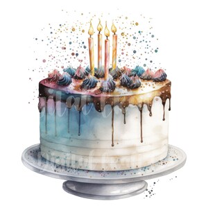 Colourful Birthday Cake Clipart 12 High Quality Jpgs Digital Planner ...