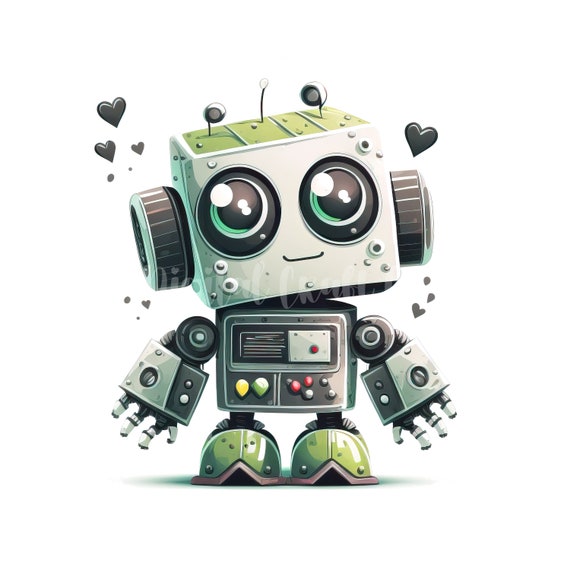 Cute Robot Clipart 10 High Quality Jpgs Scrap Booking - Etsy