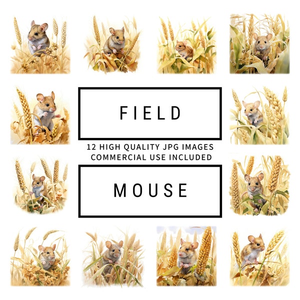 Field Mouse Clipart - 12 High Quality JPGs, Craft, Digital Planner, Junk Journal, Memory Book, Scrapbook, Commercial Use, Digital Download