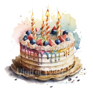 Colourful Birthday Cake Clipart 12 High Quality Jpgs Digital Planner ...