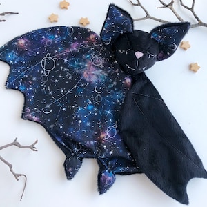 Personolized Bat lovey security blanket, baby lovey, bat plush