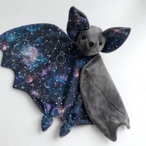 Bat lovey, snuggle cuddle bat plush, baby lovey blanket, baby bat gift, Halloween baby shower gift, gothic baby toy