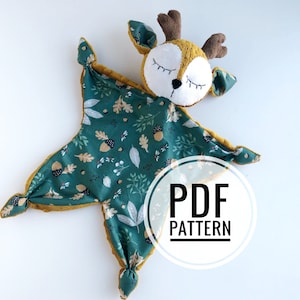 Animal lovey pattern, baby lovey blanket pattern, deer lovey, deer plush pattern