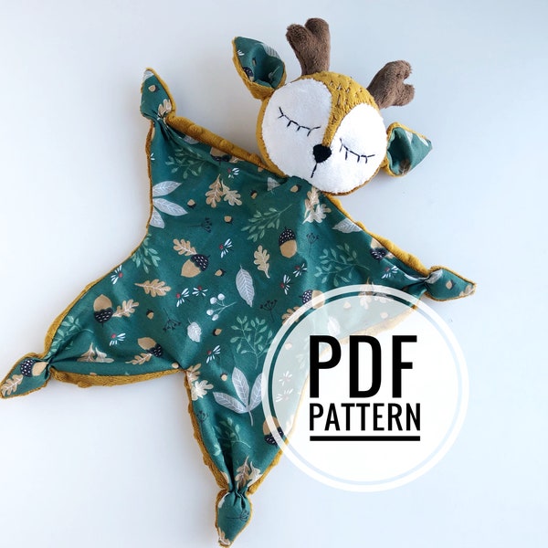 Animal lovey pattern, baby lovey blanket pattern, deer lovey, deer plush pattern