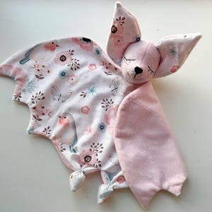 Pink flower baby bat lovey blanket for baby shower gift