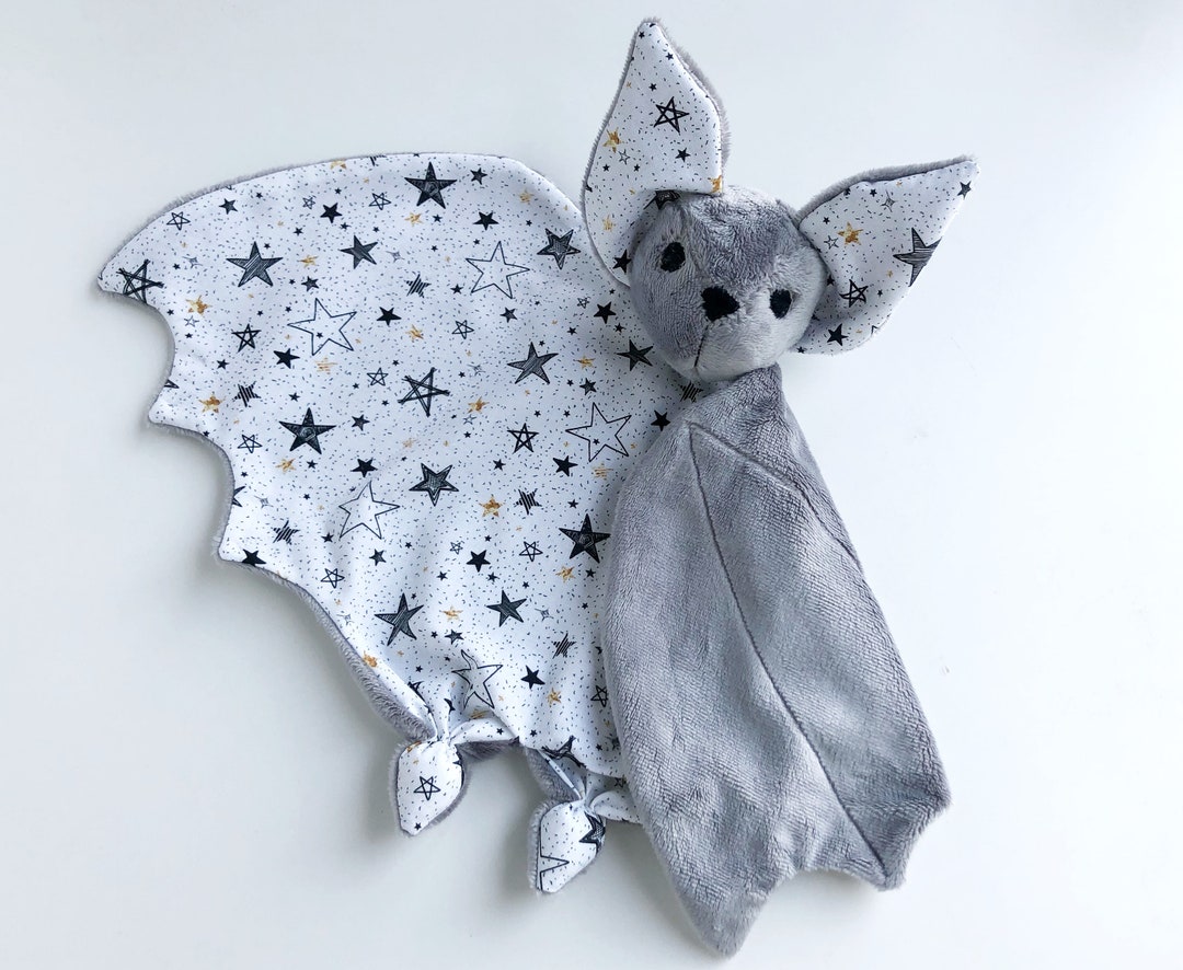 Gray Bat Plush, Bat Lovey, Baby Lovey Blanket, New Baby Bat Gift