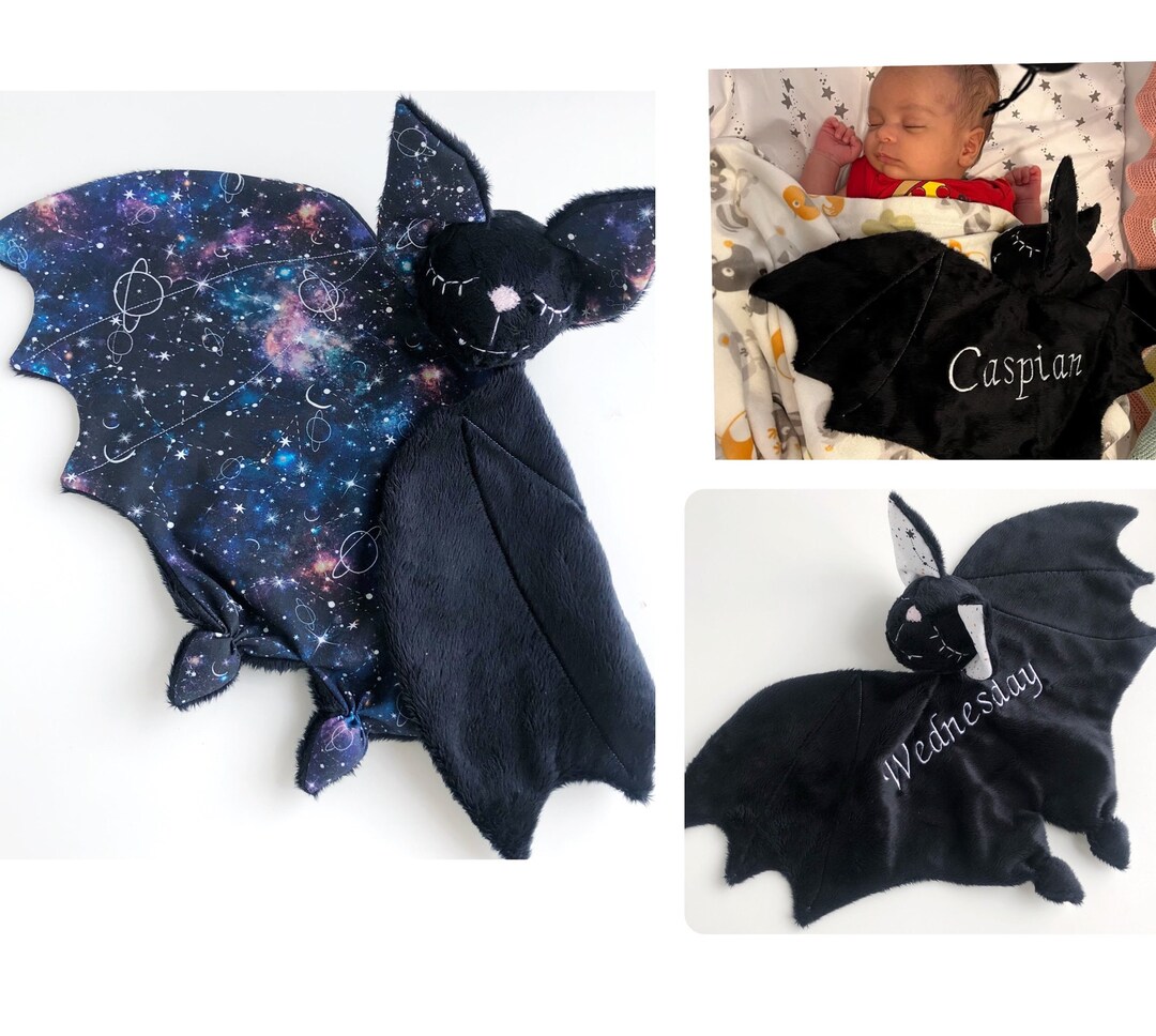 Personolized Baby Lovey Blanket, Bat Plush, Baby Bat Gift, Snuggle