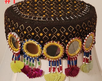 Embroidered Mirror Cap for Women, Traditional Style (22 inch)
