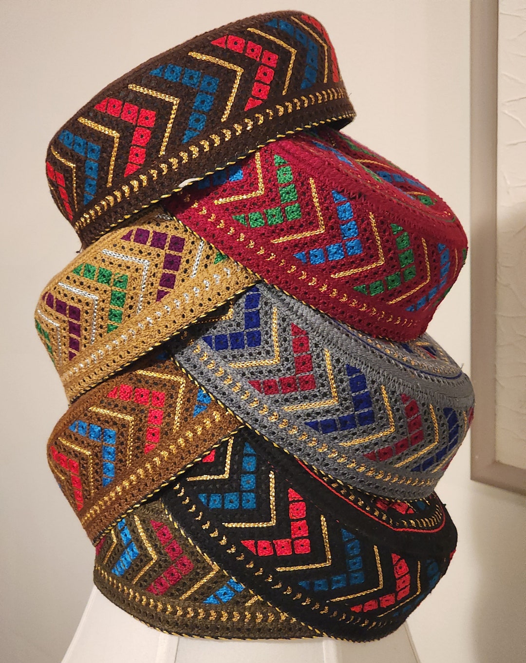 Traditional Embroided Round Cap for Men. Size 22 Inches Round. Free ...