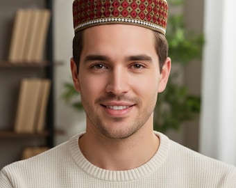 Embroided round cap for Men. Size  22 & 23 inches round.