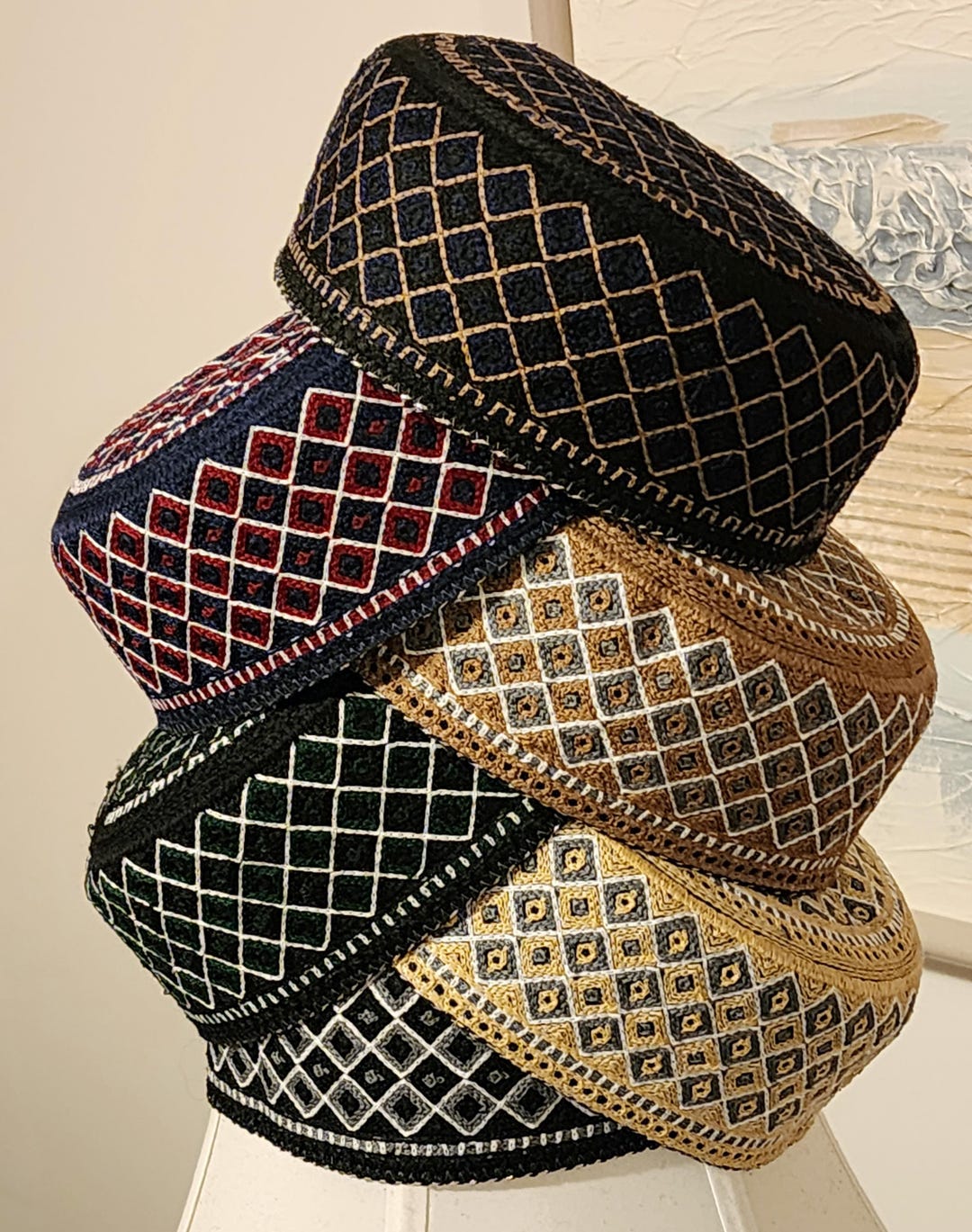Old Rounded Cap Pattern Embroidered Kufi Cap: Traditional Round Hat (22 & 22.5 Inch) - Etsy