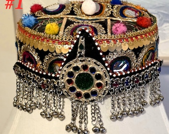 Embroidered Afghan Cap with Jhoomer Jewelry Headpiece