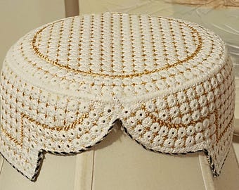 Embroidered Pashtoon Cap, Traditional Balochi Qandahari Kufi - Size 22"