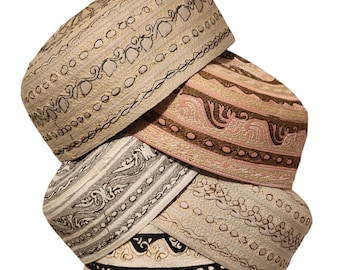 Gorra Kufi bordada para hombre, de tela resistente (talla 20-22,5 pulgadas)