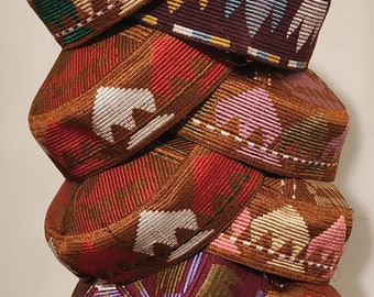Traditional Uzbek/Turkmen silk thread embroided  round cap for Men/Women. Size 22 & 23 inches round. Free shipping all U.S