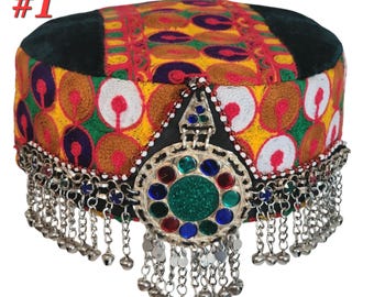 Embroidered Afghan Jhoomer Cap: Traditional Headpiece Jewelry