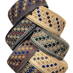 Traditionelle bestickte Rundmütze für Herren. Größe 22 Zoll rund. Kostenloser Versand in ganz USA