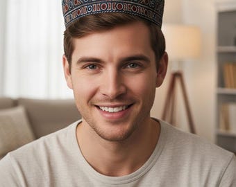 Embroided round cap for Men. Size  22 & 22.5 inches round.