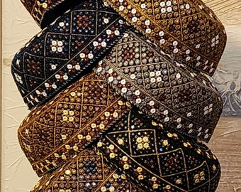 Embroidered Cap: Traditional Round Kufi Hat, 22 inch
